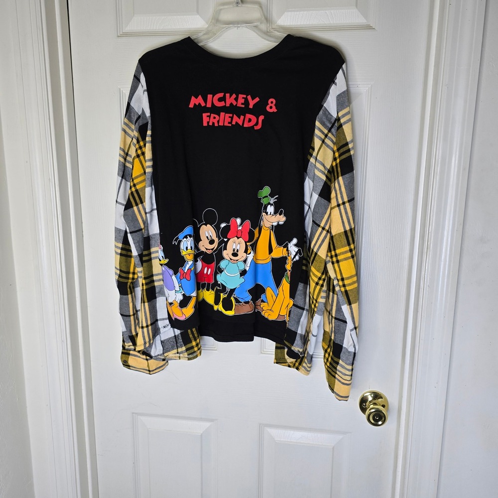 Upcycled Mickey & friends‎ t-shirt flannels OS